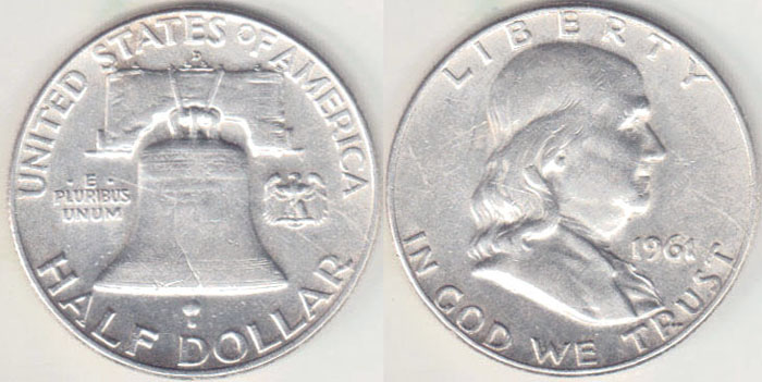 1961 D USA silver Half Dollar (Franklin) A001078
